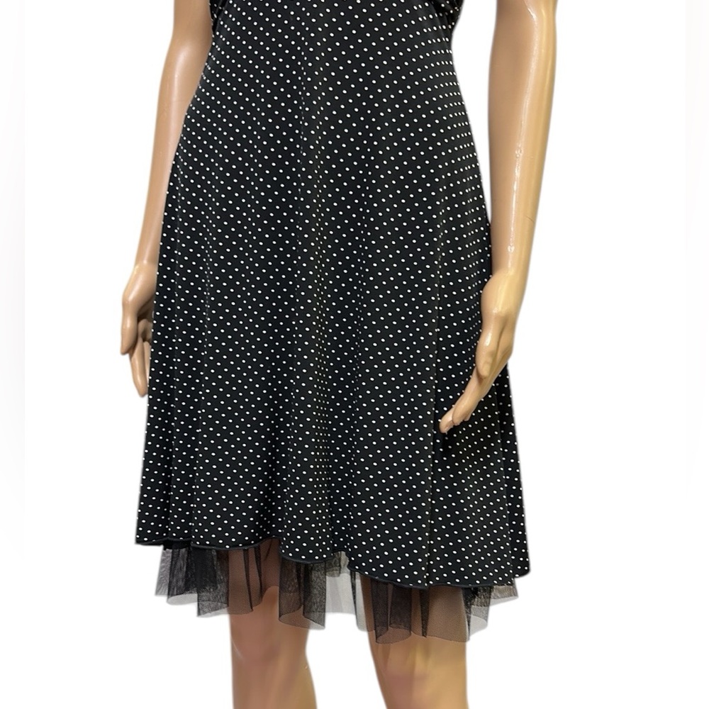 My Michelle Black White Polka Dot Halter Padded Breast Midi Dress Womens Small - Picture 5 of 14